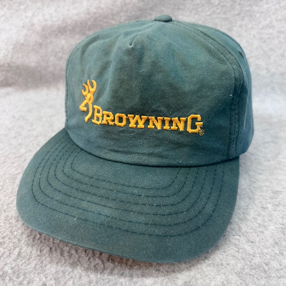 Vintage Browning Embroidered Logo Mens Green Hat Yupoong Cotton OSFA